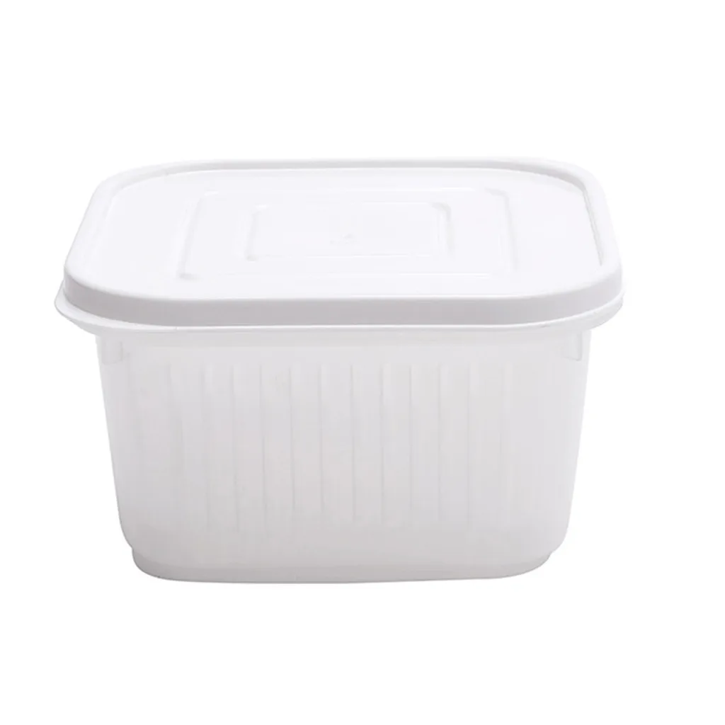 Квадратный слив запечатанный ящик имбирь чеснок лук еда контейнер-холодильник хранения фруктов герметичный ящик кухня Caja de drenaje - Цвет: White