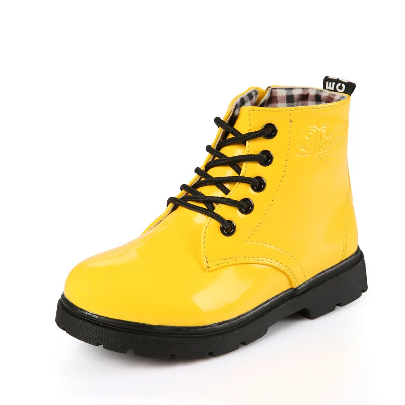 

New 2019 Autumn Children's Riding Boots Fashion Pu Leather Waterproof Ankle Rubber Boots Boys Girls Casual Shoes Brand Sneakers