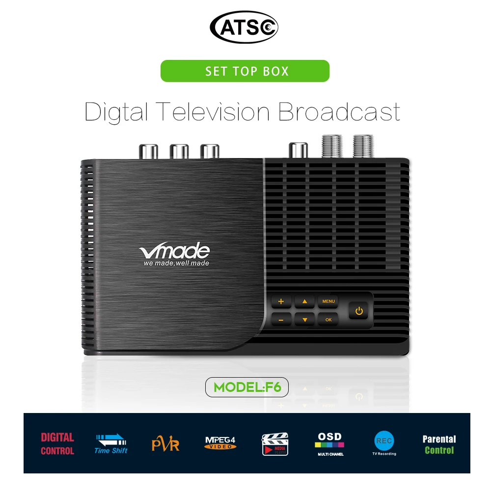 Vmade новейший наземный приемник HD цифровой DVB ATSC ТВ тюнер MPEG4 приставка H.265 Лидер