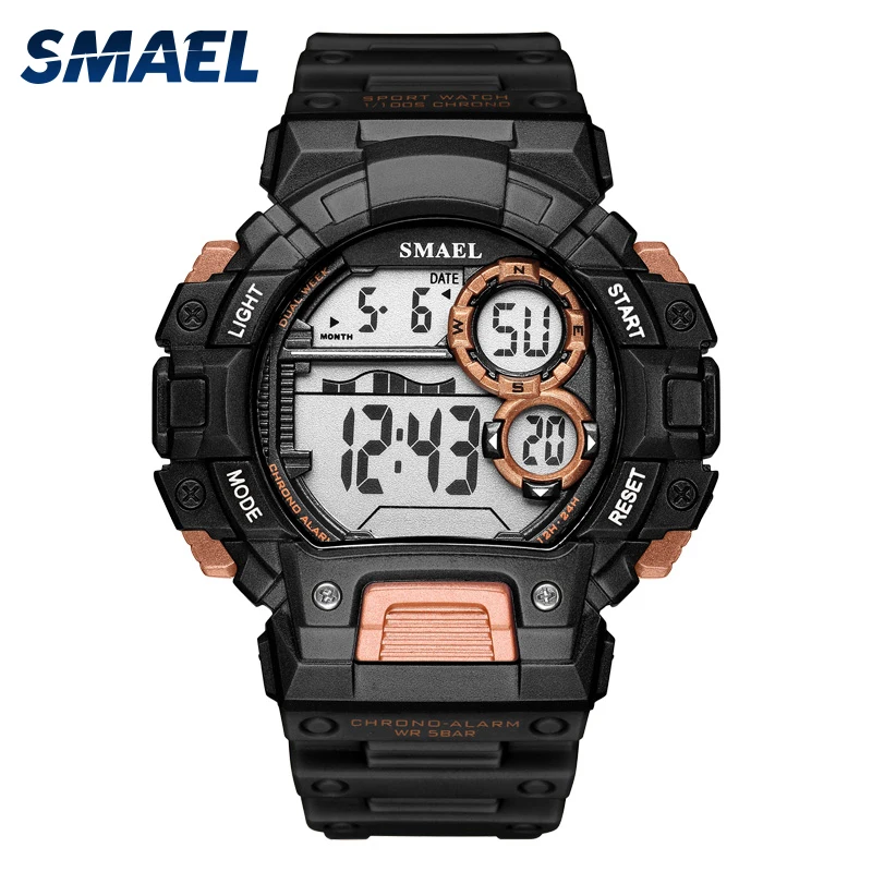 

Men Watches Waterproof SMAEL Digital Clcok Chronograph Watch Military relogio masculino 1443 Rose Gold Digital LED Watch For Men