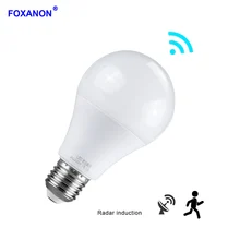 Foxanon PIR датчик движения умный светодиодный светильник 220 В 10 Вт 15 Вт 20 Вт ампулы светодиодный E27 датчик радар светильник Авто выключение/вкл 6500K A65 A70 A80