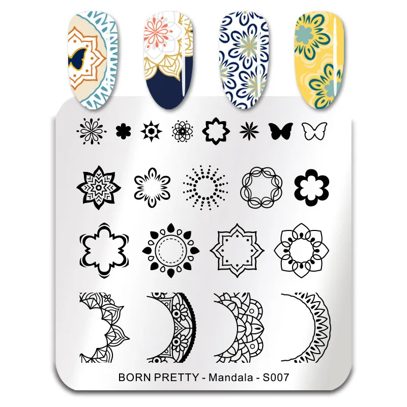 BORN PRETTY Sea World квадратный дизайн ногтей штамп шаблон цветок лоза Роза Листья Изображение Шаблон печатная пластина для маникюра трафарет - Цвет: Синий кобальт