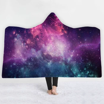 

Dream sky blanket keep Warm soft comfortable blanket with hat Blue and purple sky High-quality New fashion style blanket