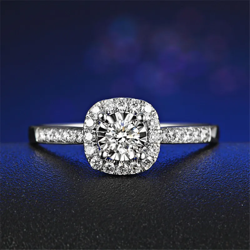 CC обручальные кольца для женщин, Стерлинговое Серебро, квадратный камень, простые классические ювелирные украшения Свадебные обручальные кольца, Femme CC035