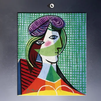 

free shipment Famous artist's seated woman with red hat Estate Signed & hand painted abstract canvas V-002