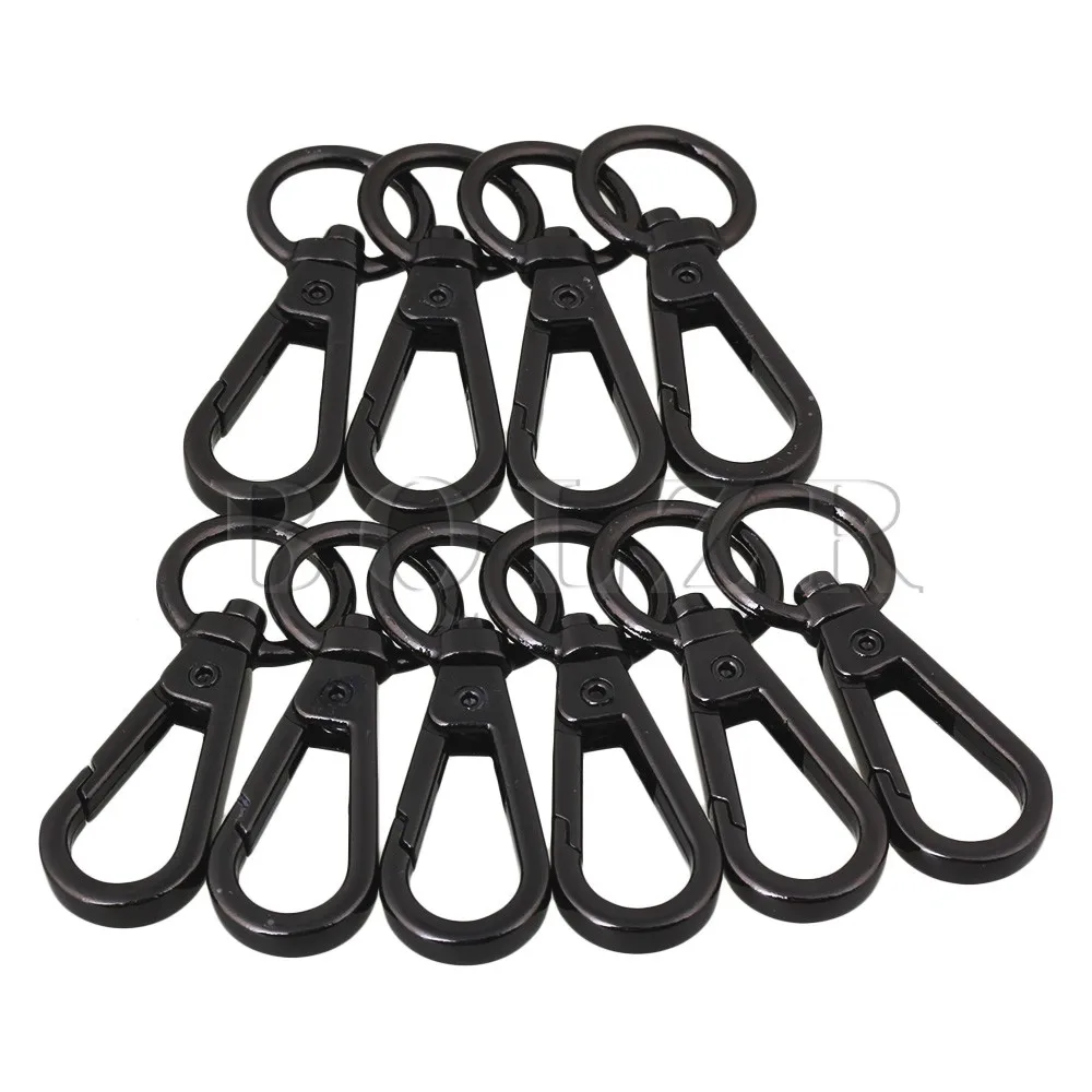 

BQLZR Nickel Black Zinc Alloy Swivel Clip Snap Hook Lobster Claw Clasp Set of 10