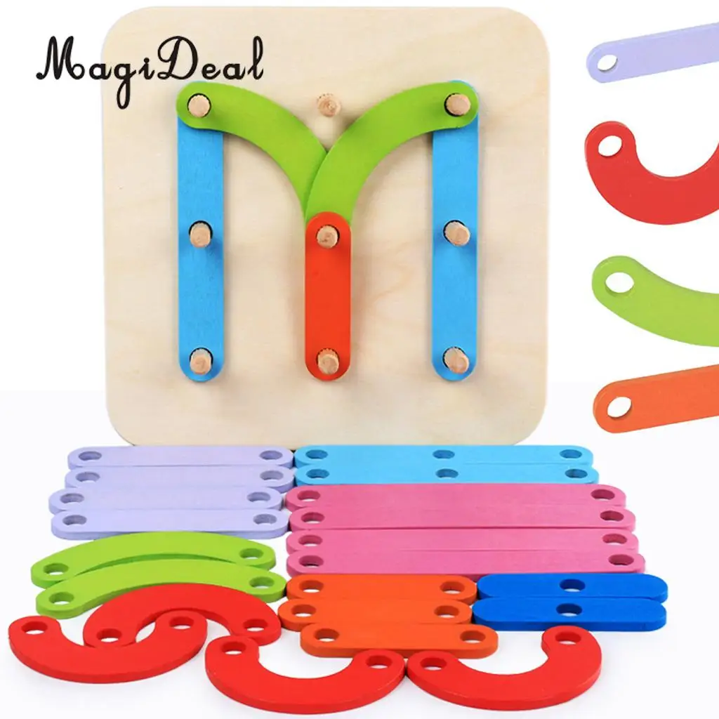 MagiDeal Column Letter Number Wooden Building Blocks Montessori Early Education Toys for Children Baby Toddler Preschool Kids