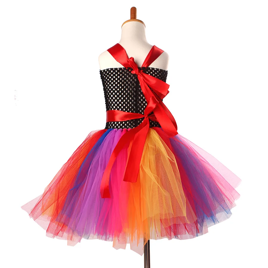 Bright Rainbow Princess Girls Tulle Tutu Dress for Birthday Wedding Dancing Party Ball Gown Kids Fluffy Dress with Rainbow Bow (6)