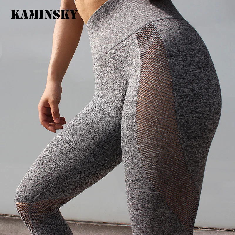 

Kaminsky Fitness Legging Mujer Fashion Gradient Quick Drying Slim Leggings Hollow Mesh Women Pants Women Sporting Leggings