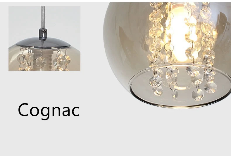 LukLoy стеклянный шар, подвесной светильник для кухни, гостиной, кухни, подвесной светильник, современный стеклянный Хрустальный подвесной светильник - Цвет корпуса: Cognac