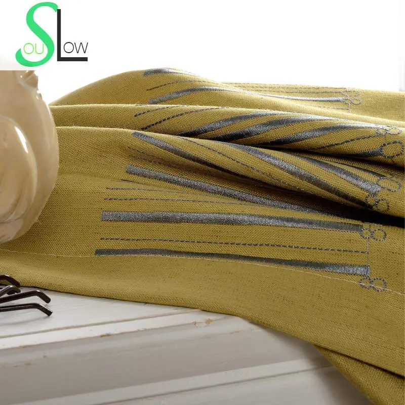 Занавески хлопковые с вышивкой и штрихкодом для кухни спальни|curtains for|curtains for living