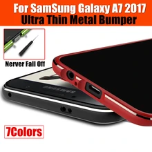 Металл бампер чехол для Samsung Galaxy A7 2017 Luxury ultra thin алюминиевый Металлический Каркас броня границы Для Samsung Galaxy A7 A720 корпус