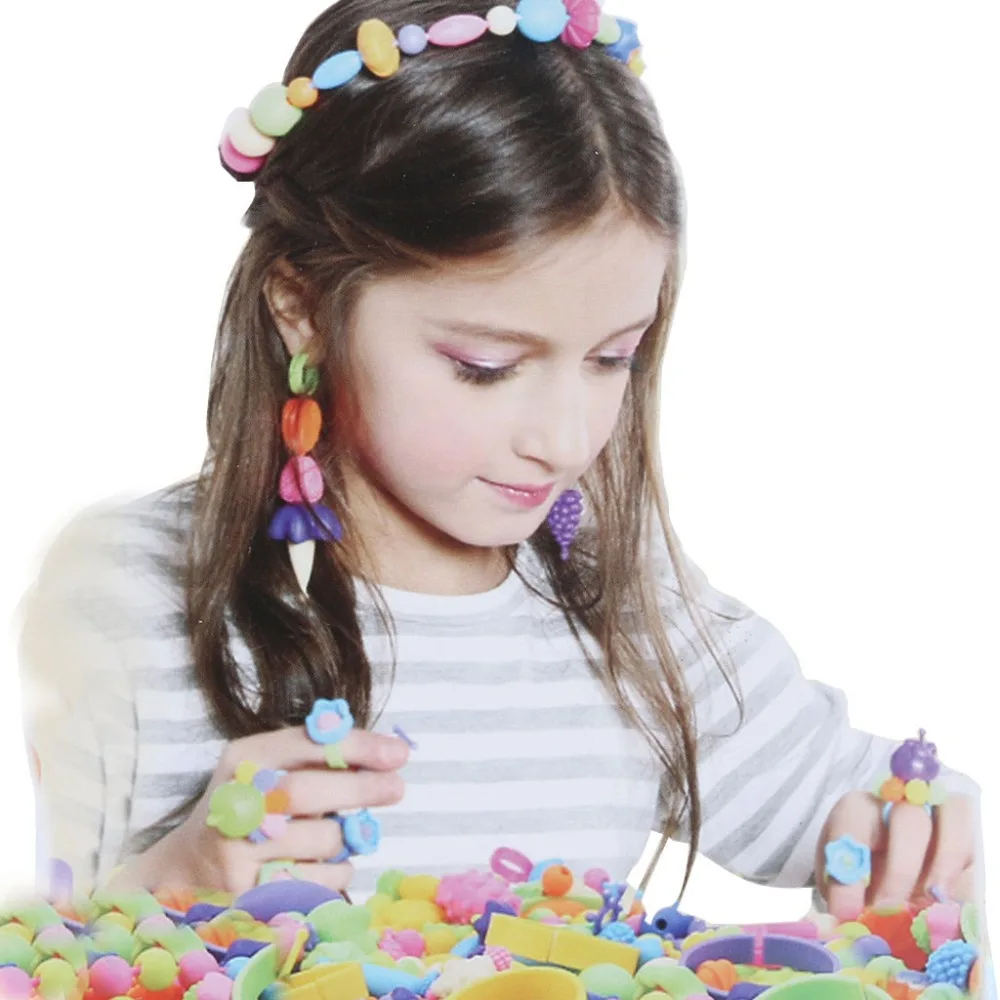 Игрушечный бисер Набор для создания украшений год Подвеска для девочек браслет кольца творчество DIY набор сборка игрушки