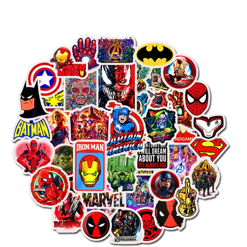 

50PCS Super Hero Marvel Stickers Pack Movies Character Deco Sticker For DIY Skateboard Motorcycle Luggage Laptop Cartoon Sticker