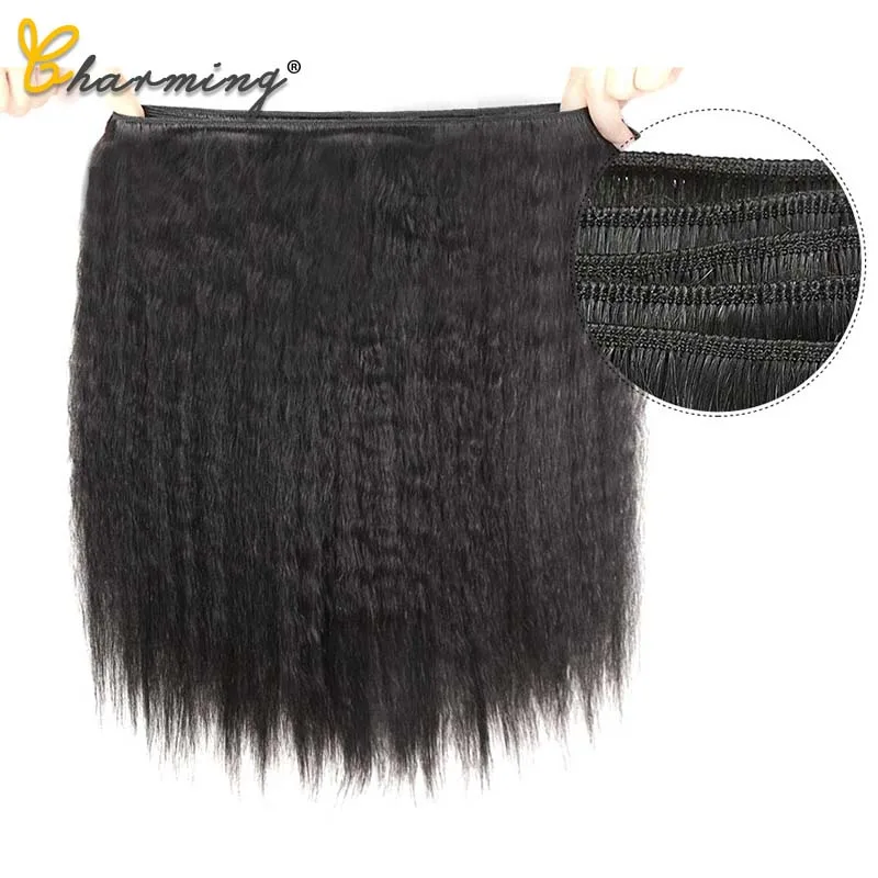 CHARMING Peruvian Kinky Straight Hair Bundles Human Hair Bundles Non-Remy Human Hair Extensions 1/3 Piece Double Weft