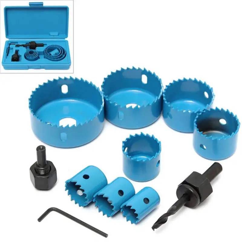 DIY Hole Saw Bit Cutting Set Kit 19 64mm Wood Metal Alloys Carbon Steel