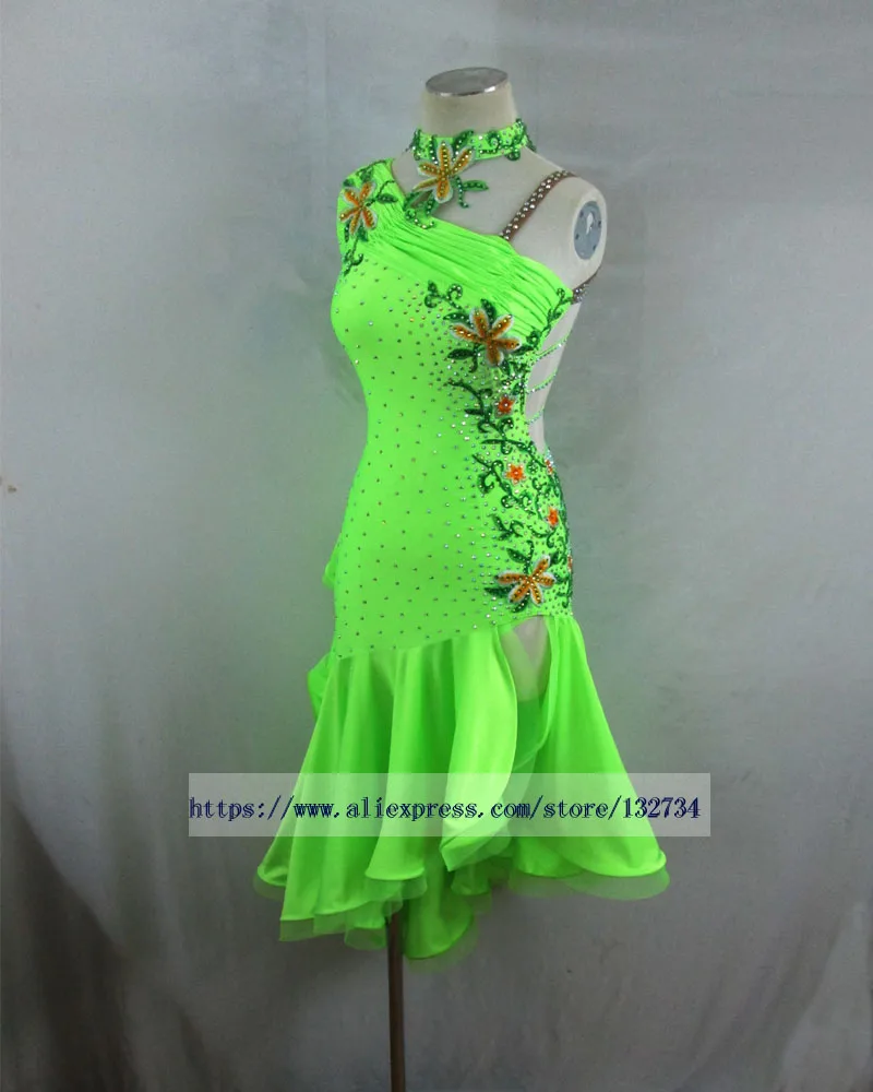 Женская юбка для латинских танцев,, зеленый, красный цвет, Sumba, Румба, соревнование, Одежда для танцев, для взрослых, высокое качество, платье для латинских танцев