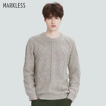 

Markless Winter Thick Sweater Men O-neck Warm Knitted Wool Sweater Fashion Casual sueter hombre Pullover for Men MSA7709M