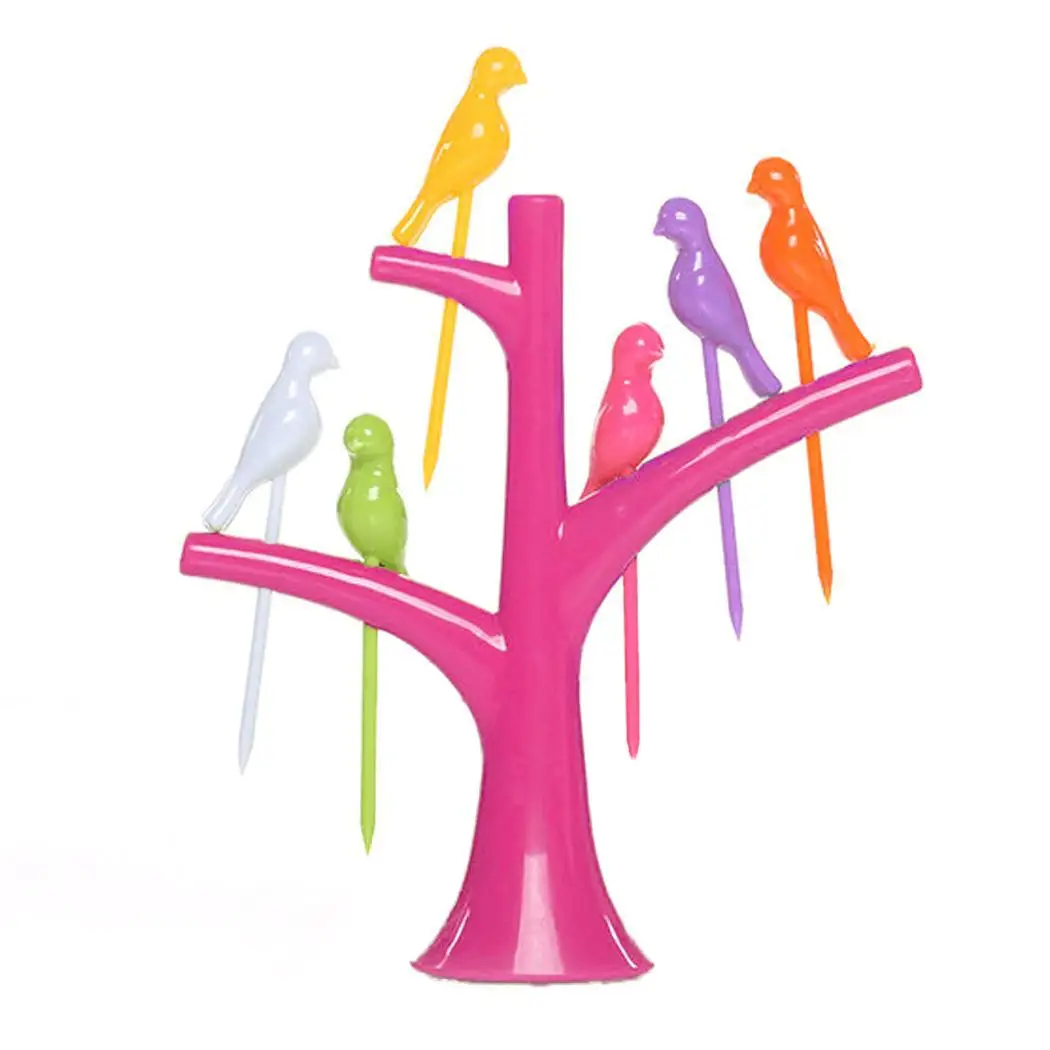 Creative Tree Shape Holder Rack Bird Fruit Snack Dessert Eco-friendly and nontoxic Forks Home | Дом и сад