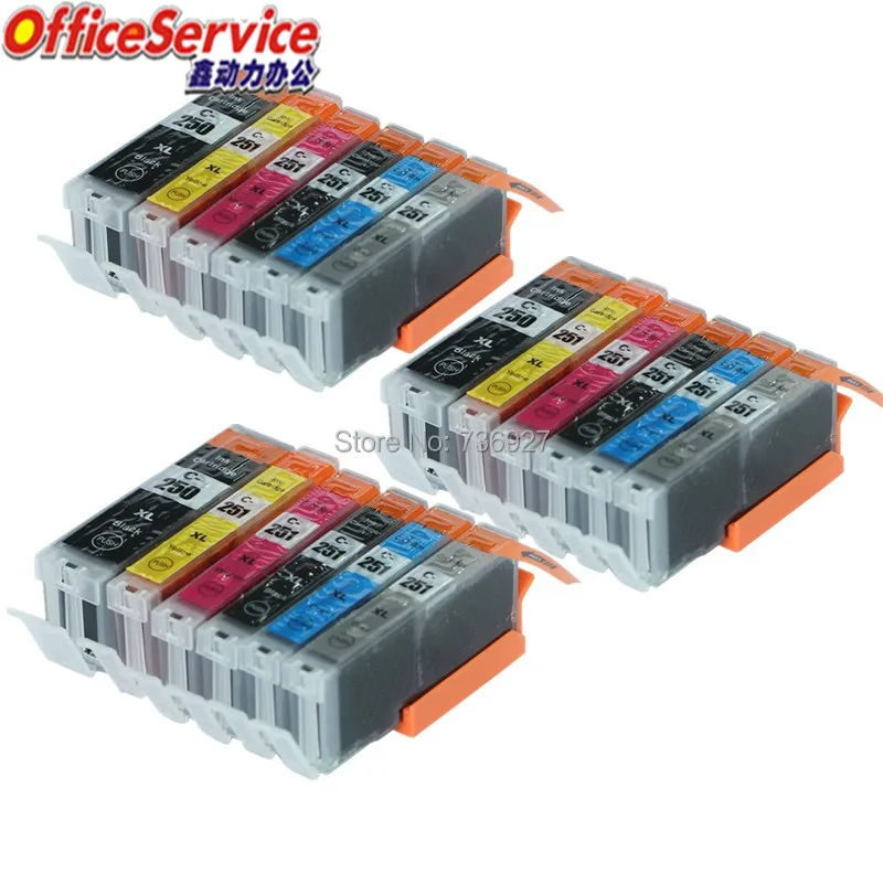 18X совместимый чернильный картридж для Canon PGI 250XL PGI250XL CLI 251 CMY GY MG6320 PIXMA MG5420 MX722 MX922