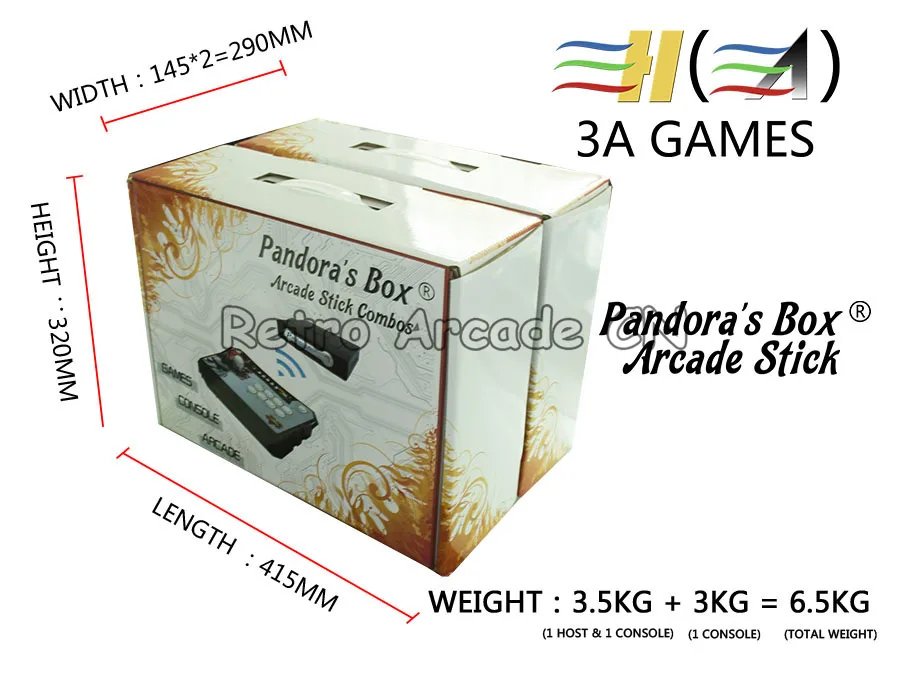 3D Pandora's Box 6 беспроводной джойстик для аркадных игр мини консоль Pandora Box 6 1300 в 1 MAME игровой контроллер 2 плеера для PS3 PC tv