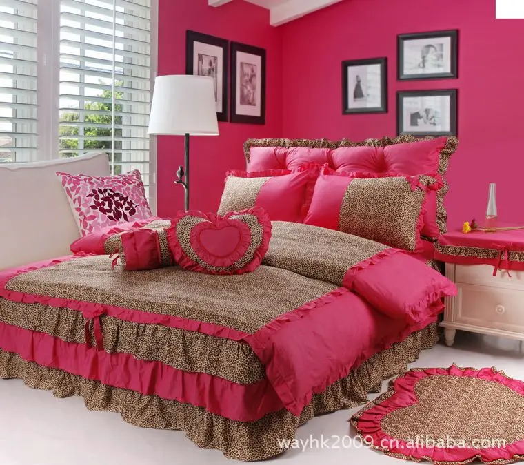 

2017 The New listing Korean Rural Fashion Leopard grain The fair maiden princess cake layer bedding Cotton Duvet Cover sets