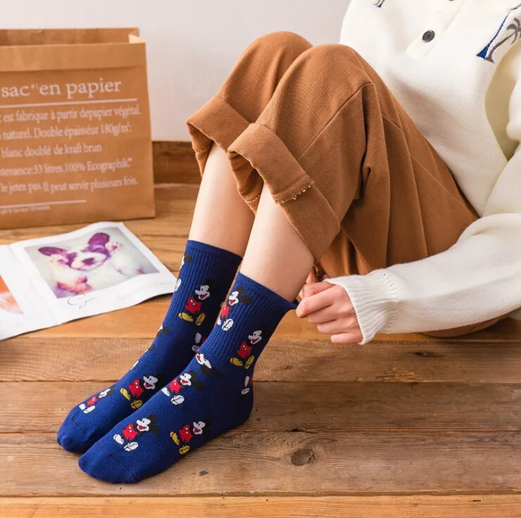 Корейский стиль calcetines Микки Мода Новинка милый мультфильм мышь Sox четыре сезона дикий забавные Женские носочки хлопок Sokke