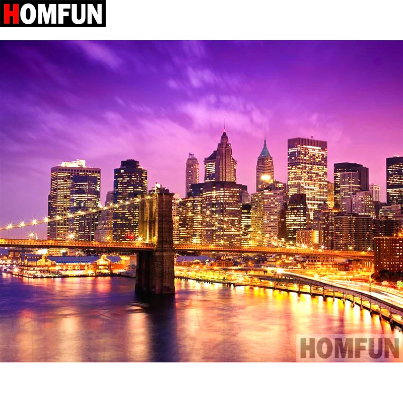 

HOMFUN 5D DIY Diamond Painting Full Square/Round Drill "Iron Bridge Tower" 3D Embroidery Cross Stitch gift Home Decor A02289