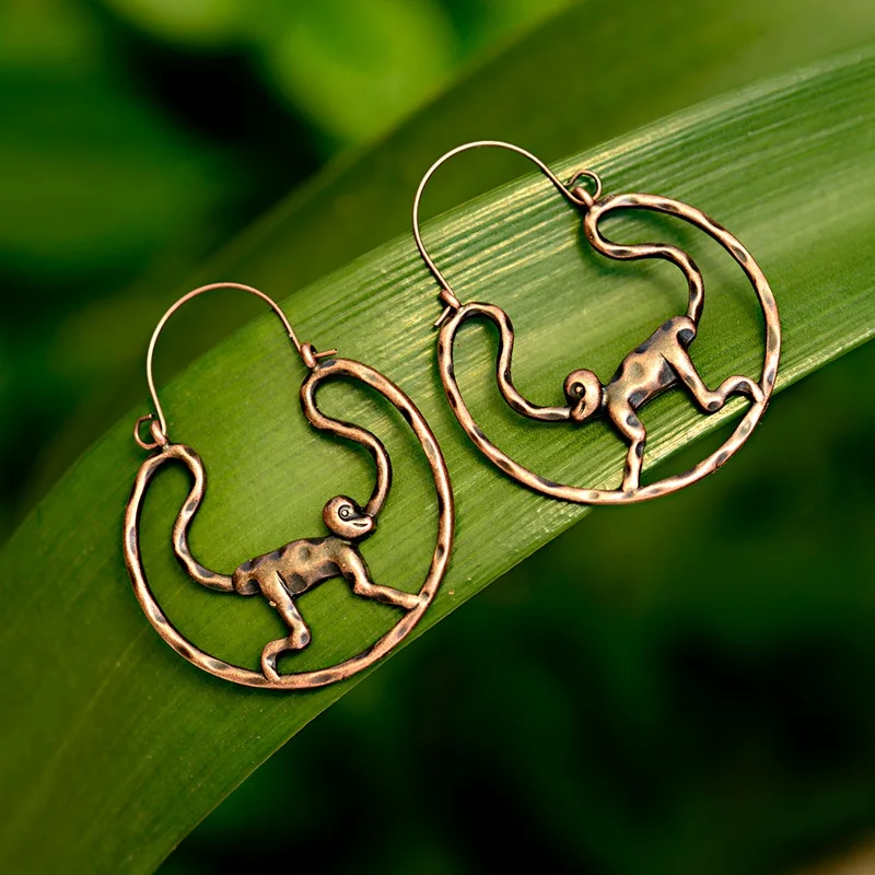 2019 Classic Cute Monkey Animal Round Drop Earrings For Women Vintage Unique Bronze Copper Earrings Brincos 2019 Classic Cute Monkey Animal Round Drop Earrings For Women Vintage Unique Bronze Copper Earrings Brincos