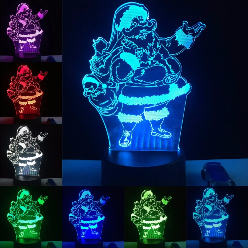 

GAOPIN Santa Claus 3D Lamp LED USB Lamp Lighting Touch RGB 16/7/3 Colors Changing Table Night Light Bedside Decoration LED Lamp
