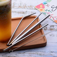 Fanying металлическая соломинка соломинки из нержавеющей стали многоразовые, для питья соломы с 1 чистящей щеткой для вечерние аксессуары для штанги