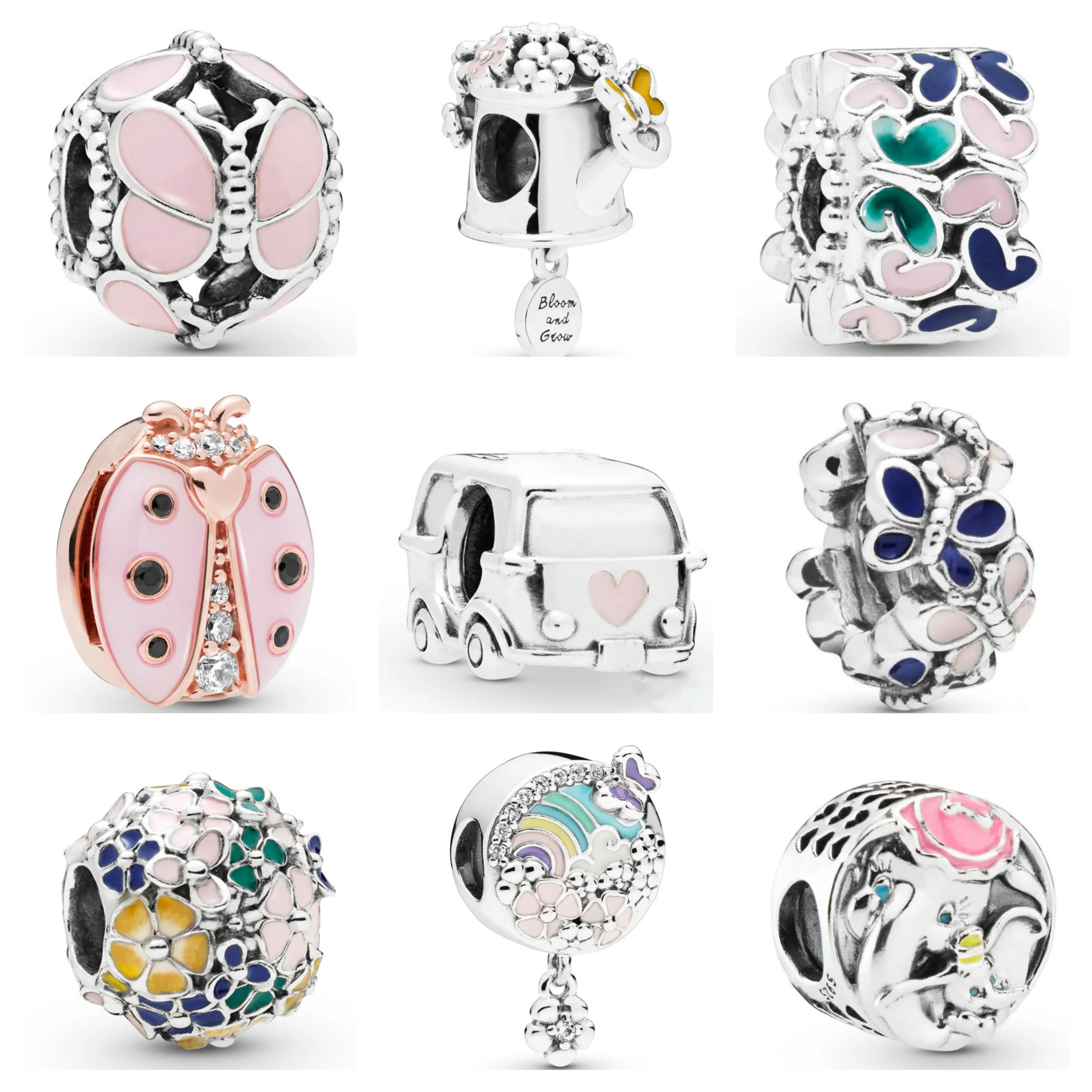 

Authentic 925 Sterling Silver Dumbo Elephant Reflexions Butterfly Clover Pink Ladybird Dangle Fit Original Bead Charms Bracelets