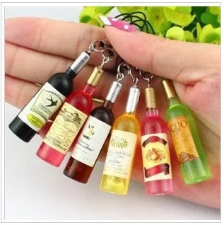 

3D Wine Bottle Mobile Phone's Accessories Creative Gifts Phone Chain Keychain