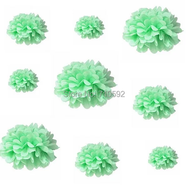 Мята 25 см/20 см/15 см 15 шт разных размеров папиросная бумага Pom Poms Цветочные шары