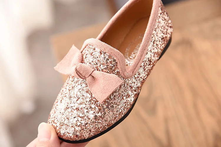 princess shoes spring and autumnfashion new Korean children's peas shoes girls single shoes diamond Girls leather shoes