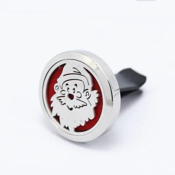 

2016 New 30mm Stainless Steel Father Christmas Aromatherapy/Essential Oil Diffuser Perfume Locket Clip for Car