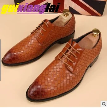 

Men's dress shoes 2019 cross-border new plaid men's dress shoes men's large size leisure shoes size38 48