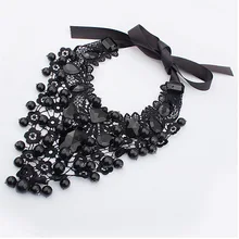 Женское Ожерелье-чокер, Черное кружево, Ретро готический кулон, винтажные ювелирные аксессуары, женское колье, чокер, Макси ожерелье