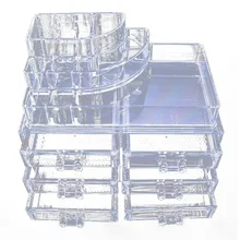 Макияж косметики организатор акрил сетки Дисплей ящик для хранения с 3 ящиками