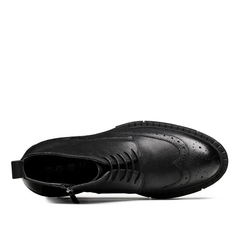 Los Cuero Alta Hombres De Genuino Invierno Moda Piel Zapatos Botas Vaca Martin Retro Encaje 7tqBwU