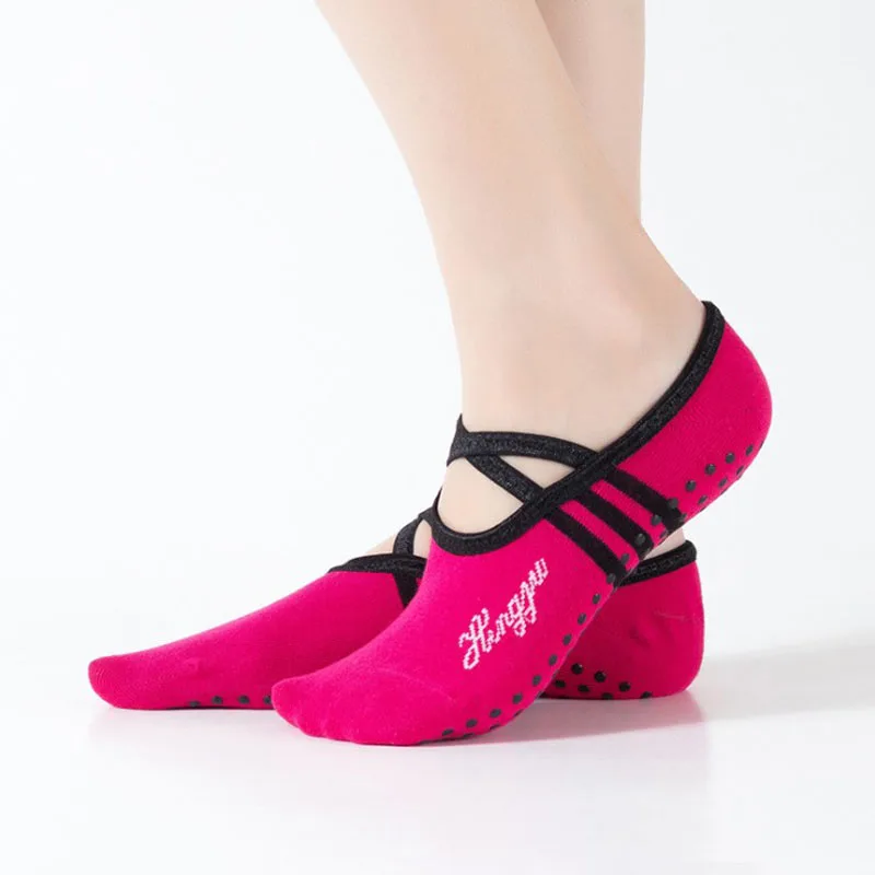 

Yoga Socks Women Round Head Backless Cotton Non-Slip Bandage Sports Socks Ventilation Pilates Ballet Socks Dance Sock Slippers