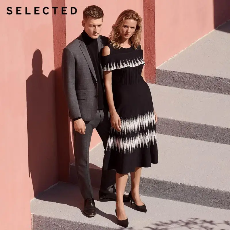 

SELECTED Black Off-the-shoulder Overknee Dress S|419146503