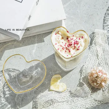 

Creative Lead-free Crystal Glass Peach Heart Bowl Series Creative Phnom Penh Salad Bowl Juice Milk Transparent Cup Cute