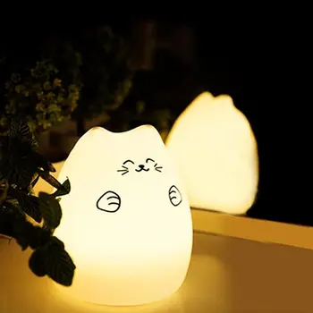 

USB Silicone Cat LED Children Animal Table Lamp Soft Cartoon Baby Nursery Lamp 'lirunzu