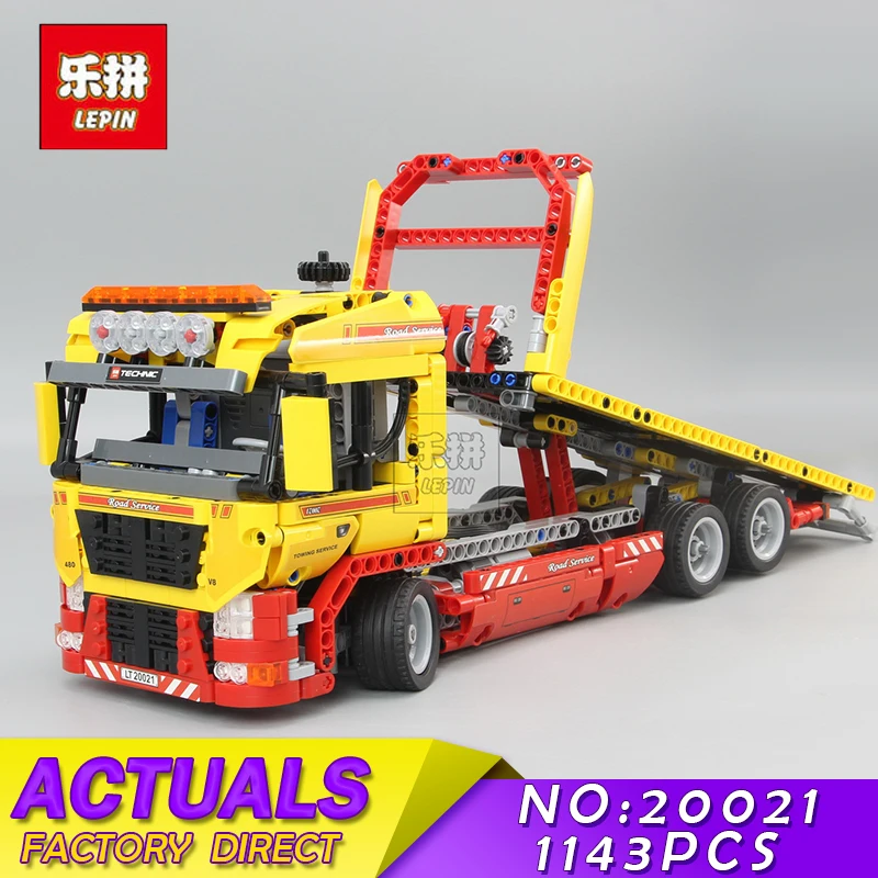 

Lepin 20021 1143pcs Technic FLATBED TRUCK Building Blocks With Electric Motor Power Funtions Car Brick Compatible With 8109