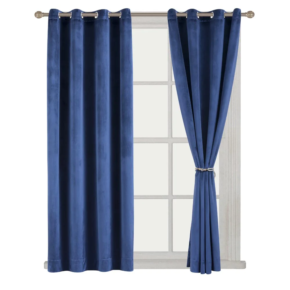 Solid Matt Heavy Velvet Curtain Drape Panel Blackout Super Soft Nickel