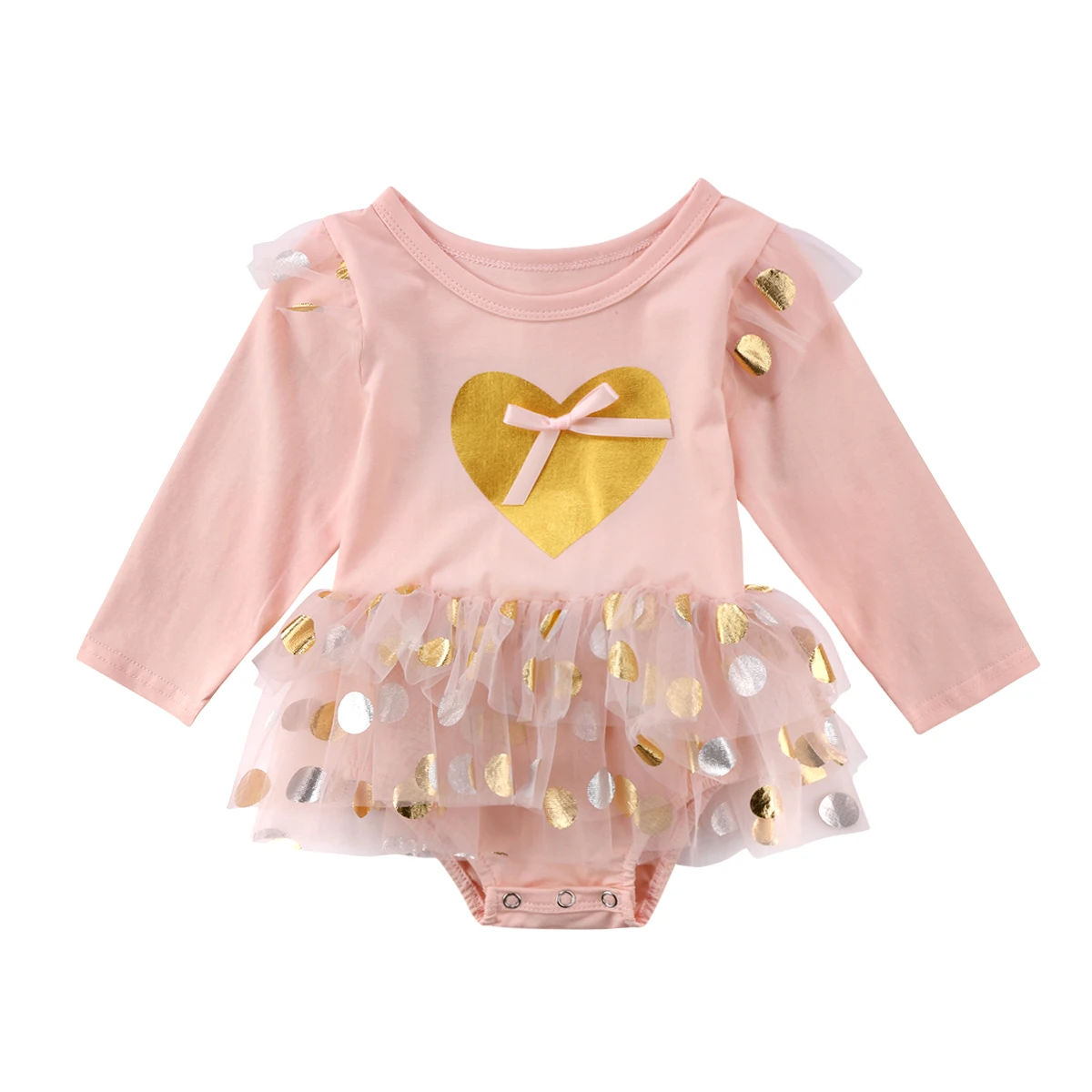 Polka Dot Baby Romper Cotton Spring Outfits Newborn Baby Girls Tutu Dress Toddler Heart Romper