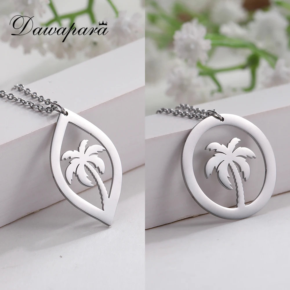 

Dawapara Stainless Steel Hollow Plant Pendant Necklaces Trendy Lovers' Boyfriend Gift Link Chain Personalized Necklace Jewlery