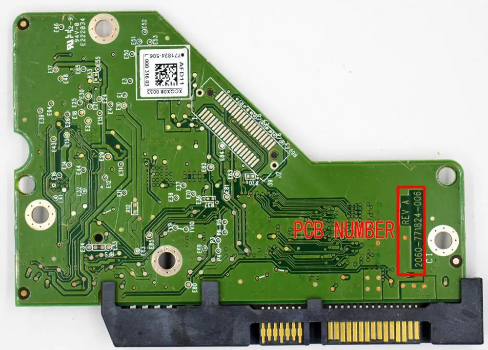 WD7500AZEX WD10EZEX WD5003AZEX Jia Yuan Sheng HDDPCB/2060-771824-006 REV A, 2060 771824 006/771824-506,-706-D06,-B06,-A06