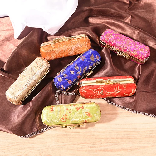 

Lipstick Box Embroidery Printing Single Lipstick Storage Case Makeup Storage Box Cosmetic Bags With Mirror Women